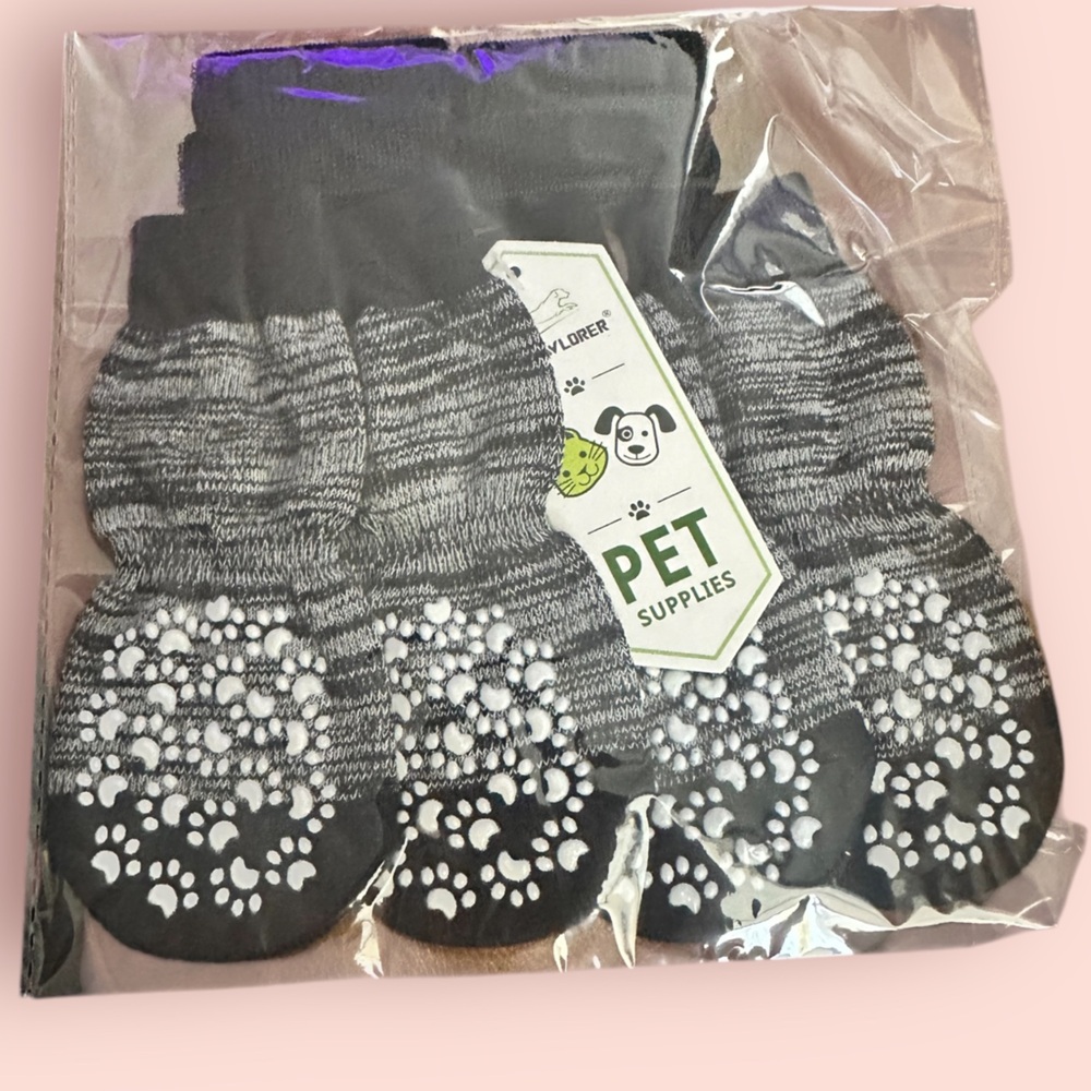 Black and Gray Pet Socks with Paw Print